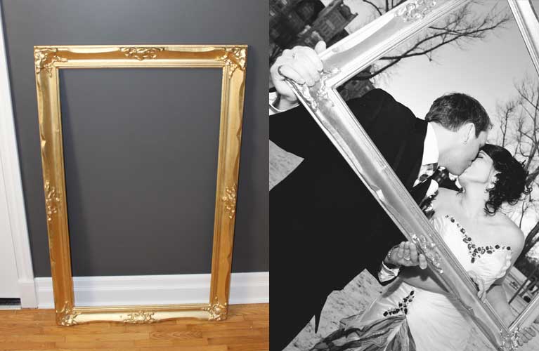 The before frame, and how it was used as our wedding prop!