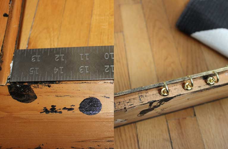 Measuring out where the hooks would be placed