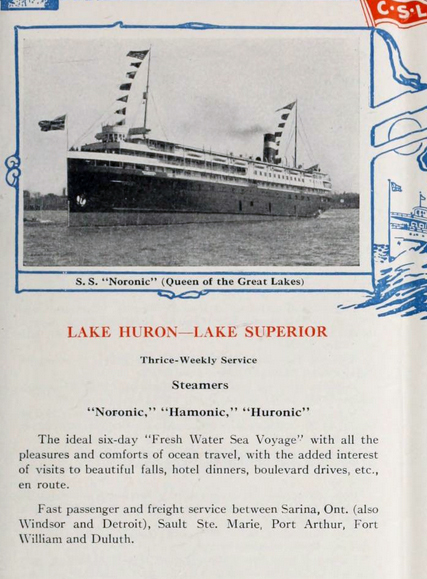 Canada Steamship Lines Limited - Brochure 1917. Courtesy of the Internet Archive