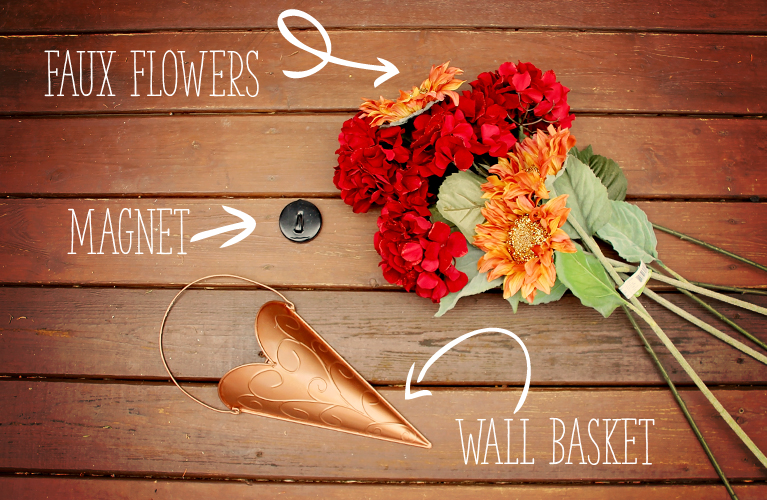 DIY door decor (Alex Inspired) What you need: A door magnet, faux florals and a hanging wall basket