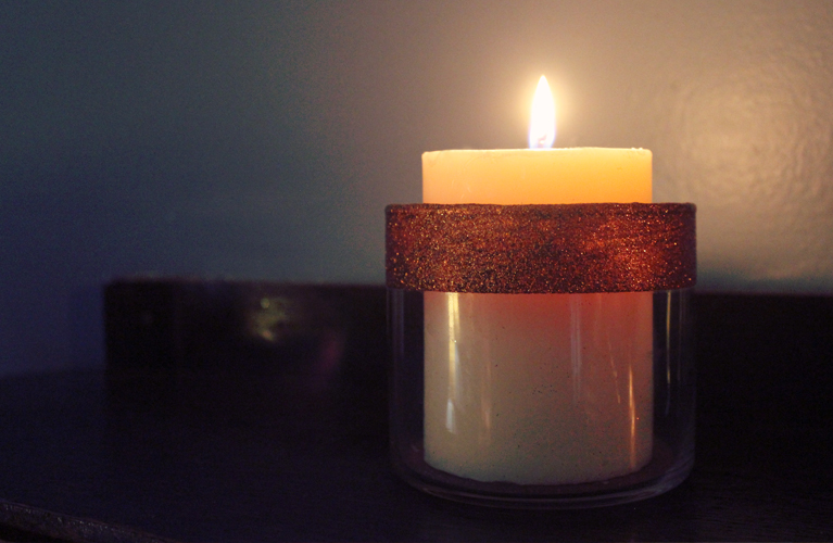 DIY Candle Holder - Orange Glitter |Alex Inspired