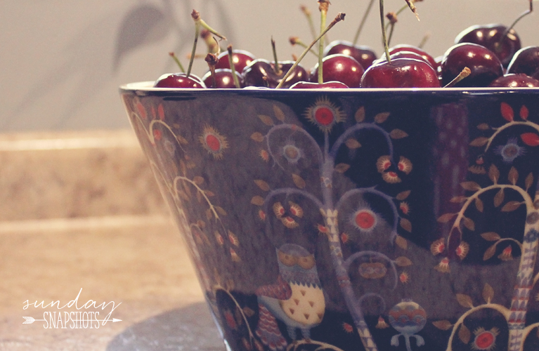 Fresh bowl of Cherries in Iittala Blue Taika Bowl | Alex Inspired