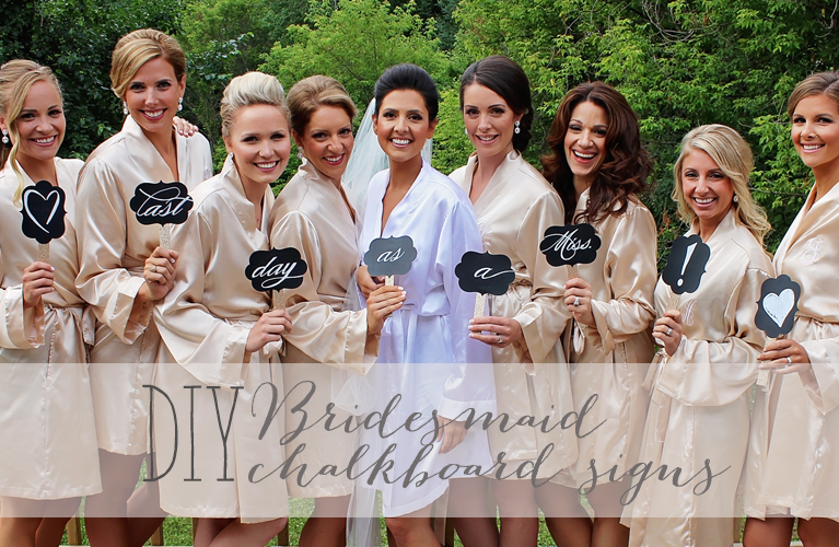 Thunder Bay Weddings! Bridesmaids holding handmade DIY Bridesmaid chalkboard signs , surrounding Bride! | Alex Inspired