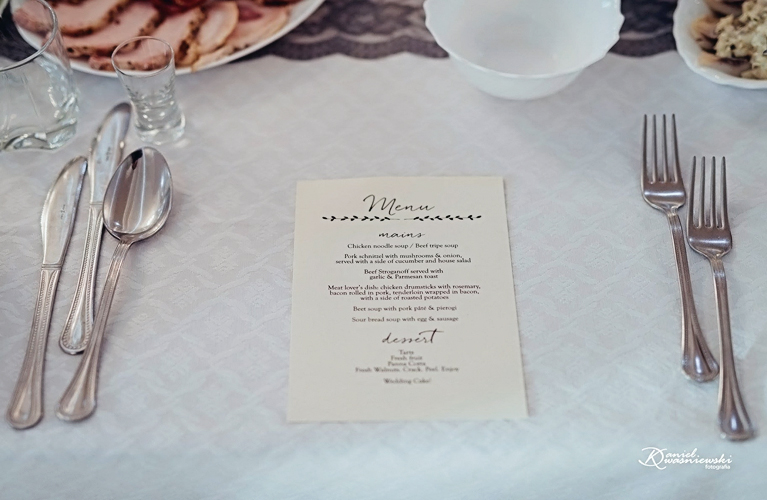 Paulina & Jordan - Wedding Menu Design - Custom design for their Polish Wedding