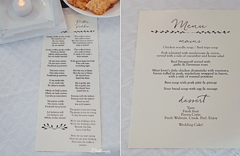 Paulina & Jordan | Custom Wedding Menu