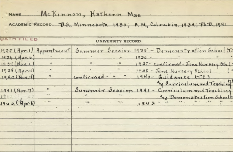 Kathern McKinnon Appointment card for Columbia University | Alex Inspired - It's Kathern not Catherine