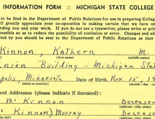 Kathern McKinnon's Michigan State College Employee Record | Alex Inspired