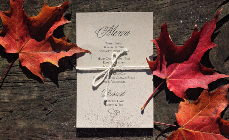 Chris + Trisha Wedding Details - custom menu on kraft paper for a classic autumn wedding | Alex Inspired