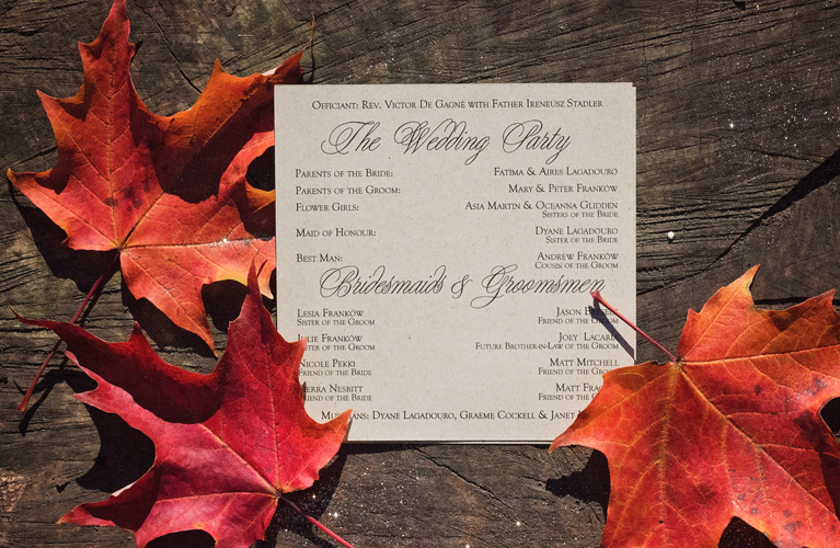 Rustic Chic Autumn Wedding Stationery - Menus and Programs | Alex Inspired