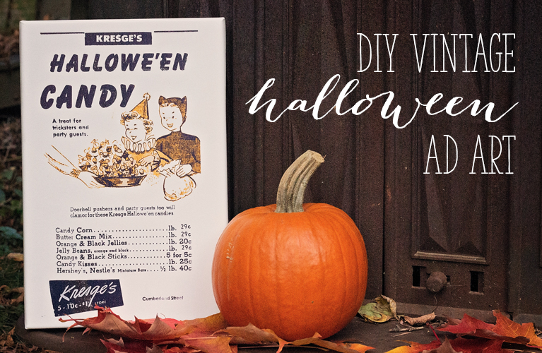 DIY Vintage Halloween Ad Art | Easy to create canvases for authentic and fun Halloween Decor | Alex Inspired