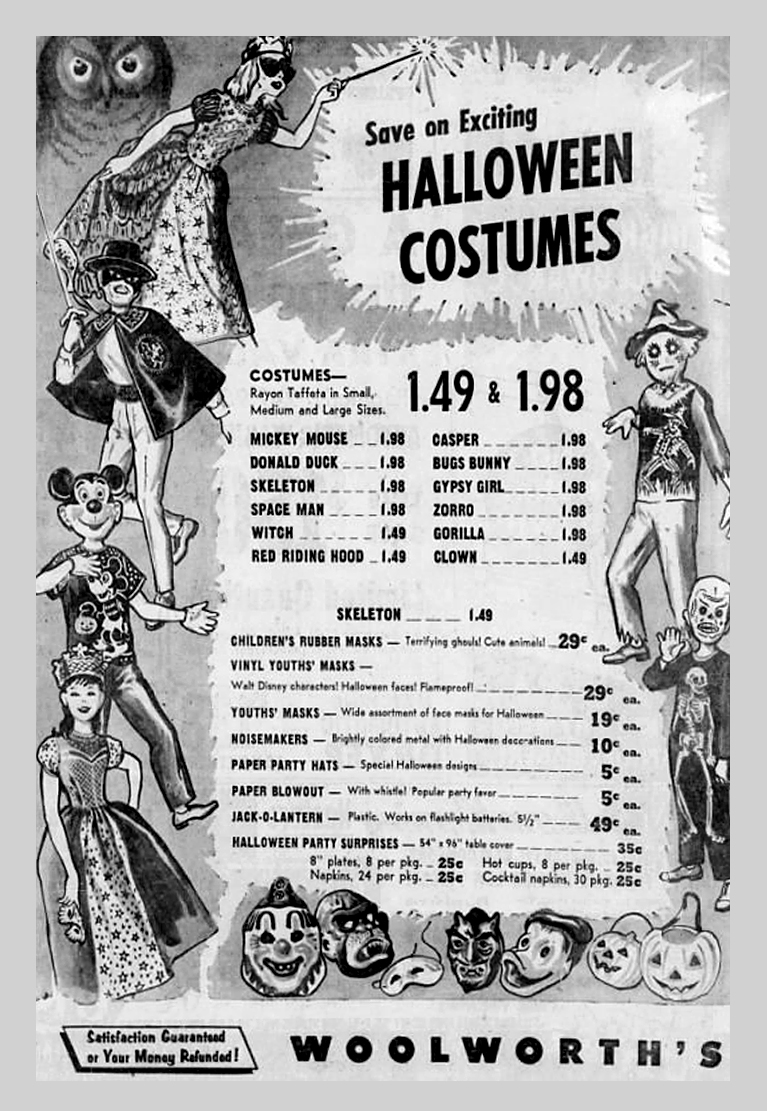 Woolworths Vintage Halloween Costume Ads | Alex Inspired