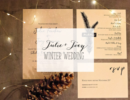 Custom Winter wedding Invitations and menus | Alex Inspired