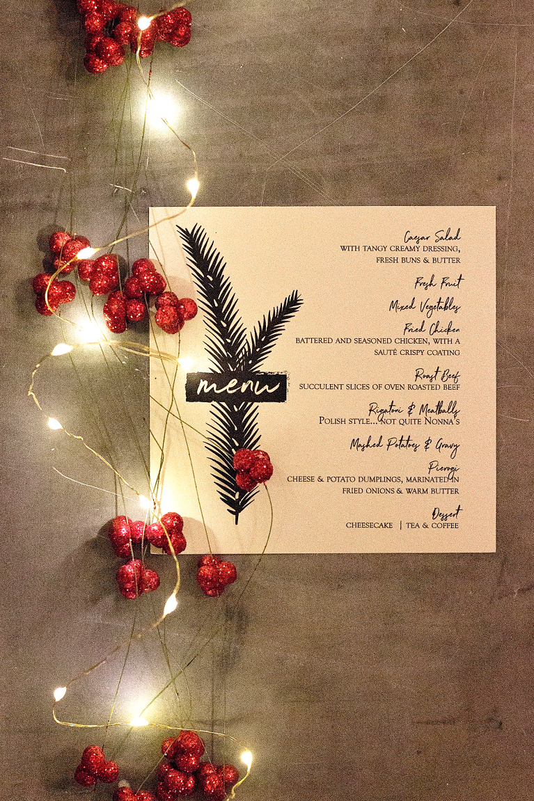 Custom Winter wedding Invitations and menus - Julie + Joey Winter Wedding | Alex Inspired 