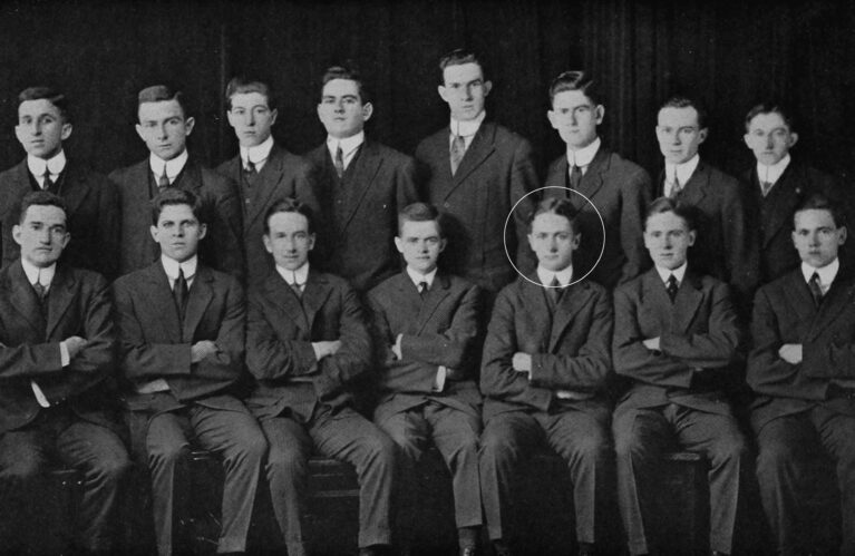 Family Plot for One - Bobby McBrady in his school photo - Students' Parliament of St. Michael's College.