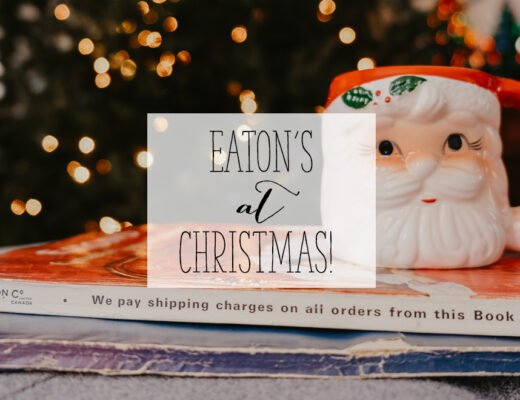 Eaton's at Christmas - Picture of old catalogues and vintage santa mug