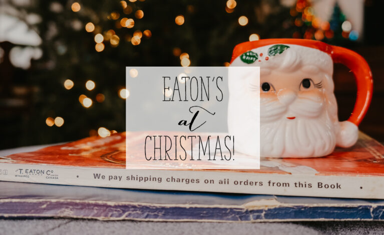 Eaton's at Christmas - Picture of old catalogues and vintage santa mug